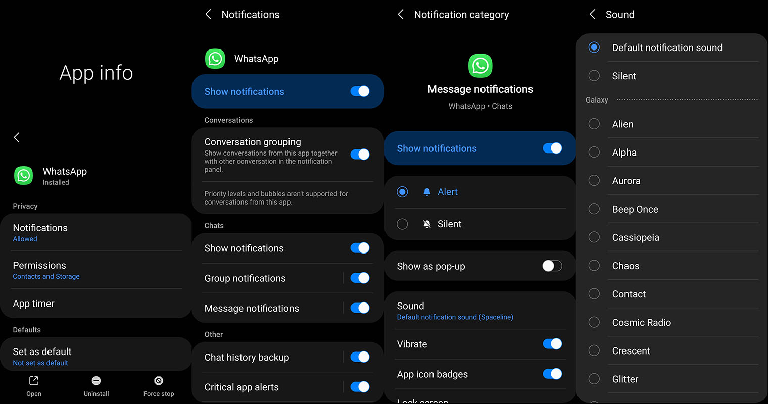 android custom notification sound for contact