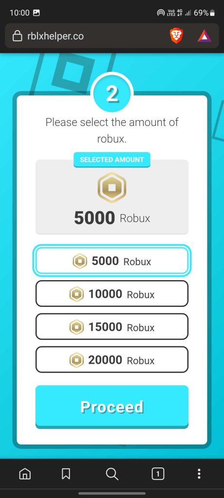 rblxhelper choose robux amount